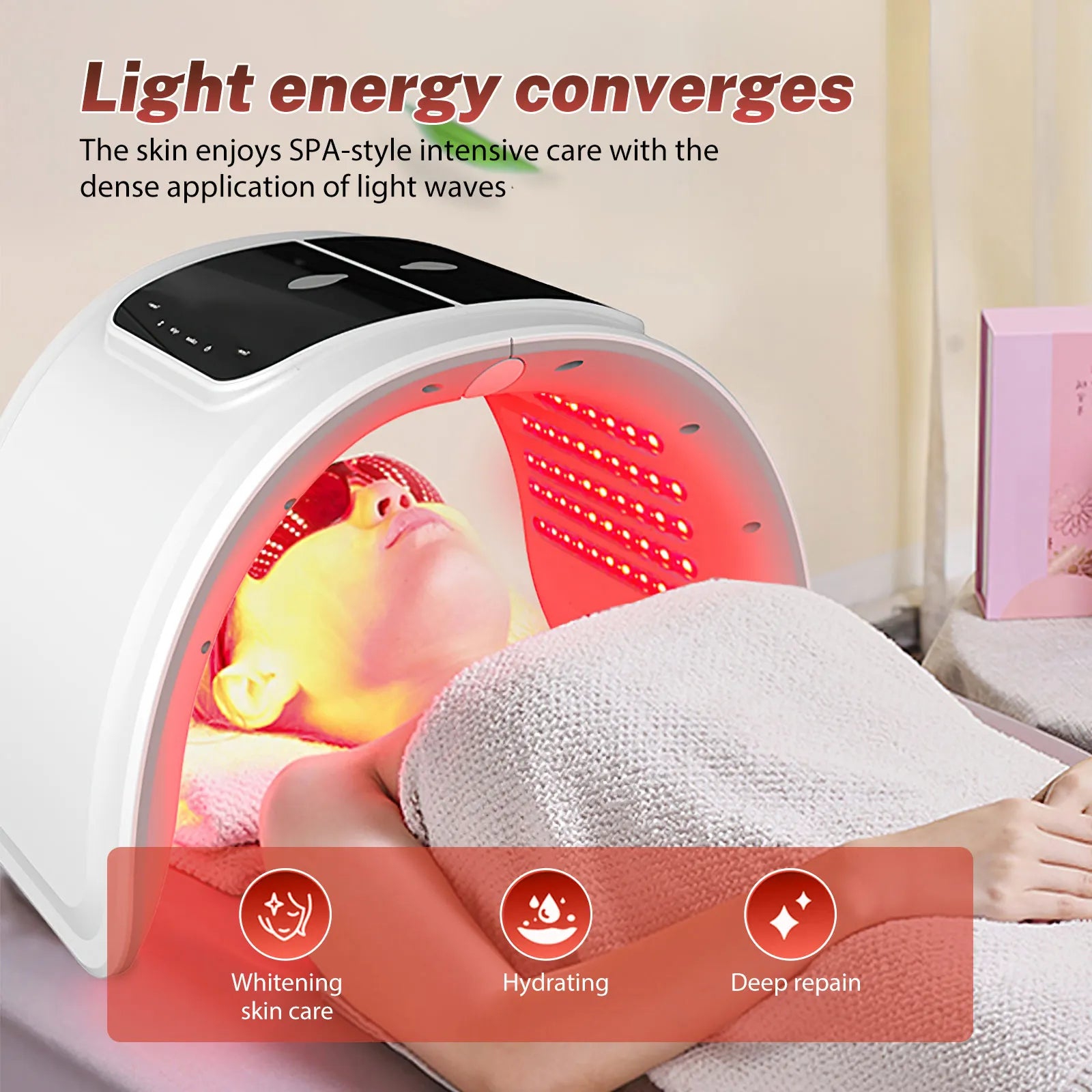 Professionelle 7-Farben PDT LED-Gesichtsmaske – Rotlichttherapie, Anti-Falten & Hautstraffung
