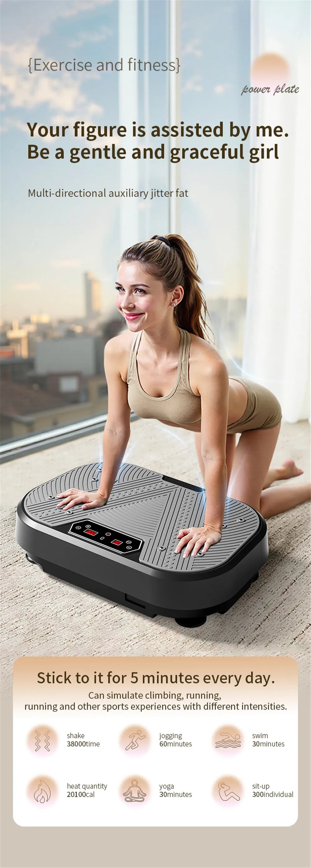 Vibrationsplatte – Fitness-Vibrationsboard für Zuhause, Ganzkörper-Trainingsgerät, Fettverbrennung & Muskelaufbau