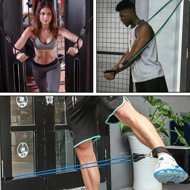 Widerstandsbänder mit Griffen – Fitness-Trainingsgummibänder für Damen & Herren, Krafttraining zuhause