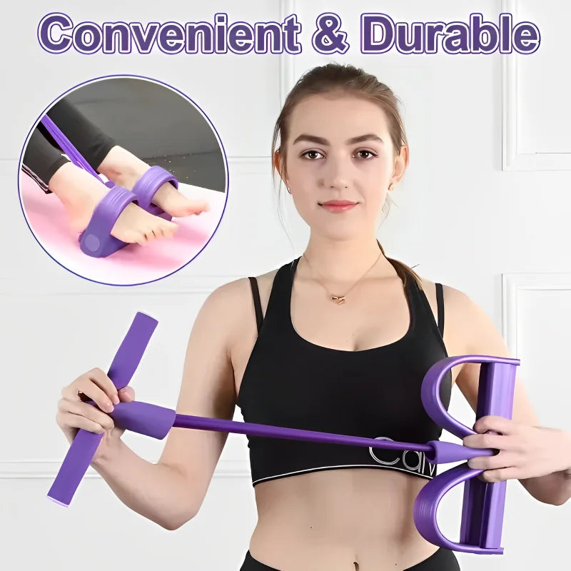 4-Rohr Pedal-Zugseil – Multifunktionales Heimfitness-Gerät, Yoga, Bauchtraining & elastisches Widerstandsband