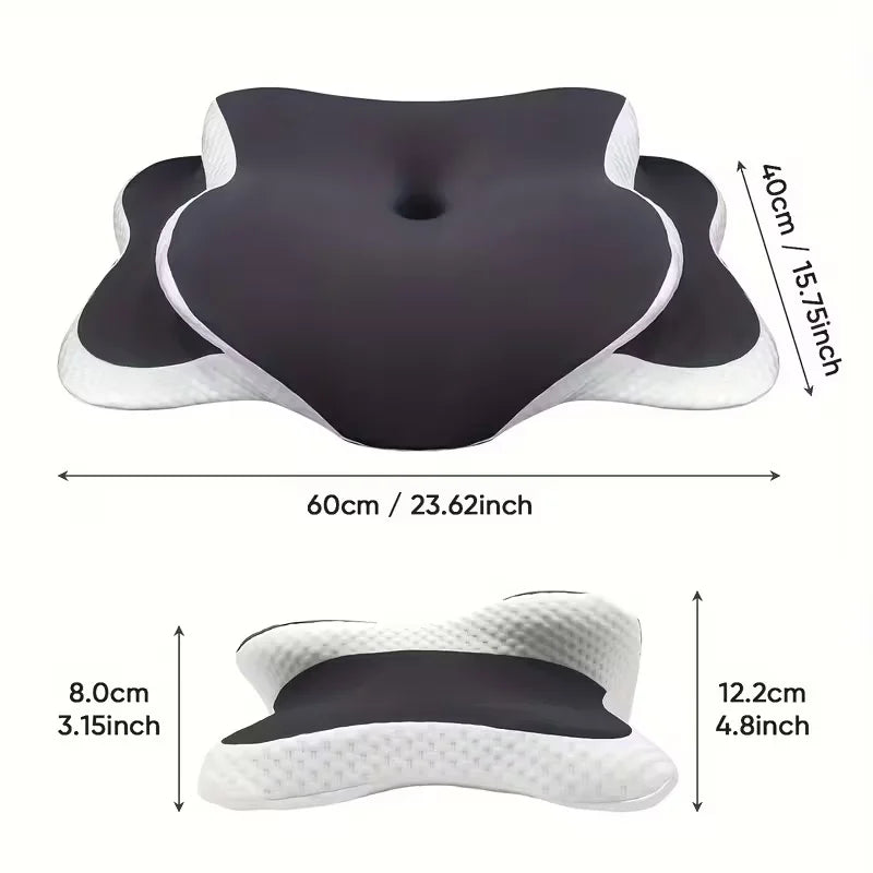 Ergonomisches Memory-Foam Schmetterlings-Nackenkissen, C-Form/verstellbare Doppelhöhe, transparente Abdeckung – Seiten-/Rückenschläfer
