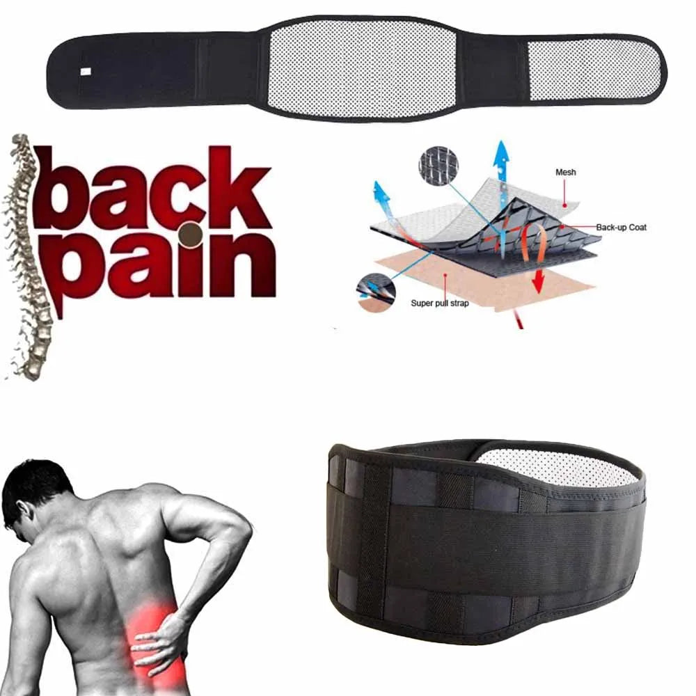 Selbstheizende Lendenwirbelstütze mit Magnettherapie – Tourmalin Rückengürtel & Bandage