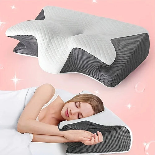 2-in-1 Ergonomisches Kontur-Nackenkissen – Neues Horn-Design für Seiten-, Rücken- & Bauchschläfer, Schulterentspannung & weich-feste Unterstützung