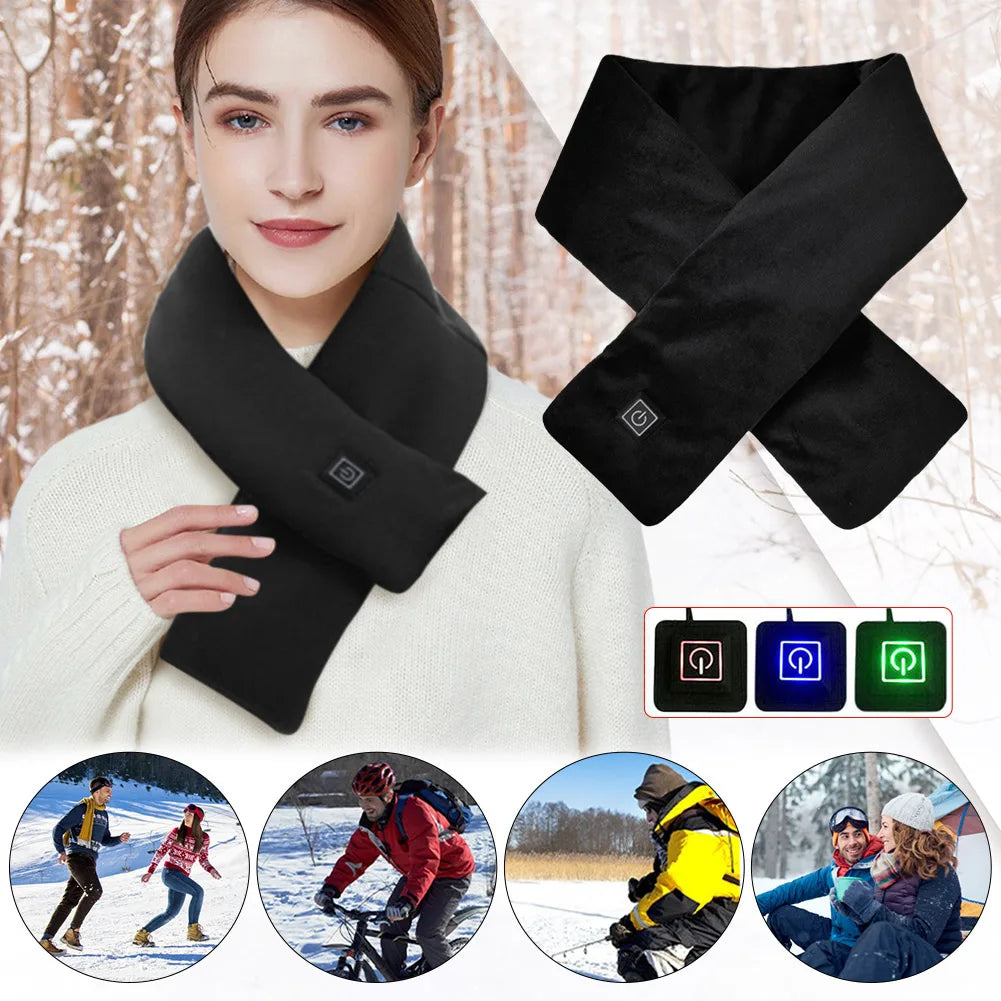 USB-Heizschal für Damen & Herren – 3 Wärmestufen, Fleece, waschbar, elektrischer Nackenwärmer