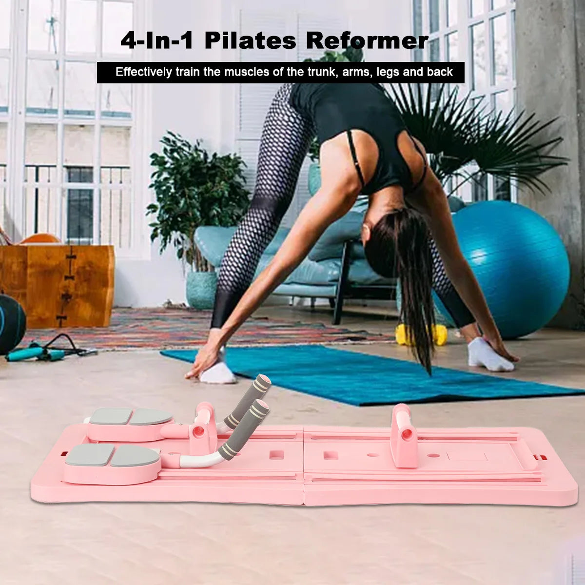 4-in-1 Pilates Reformer Fitness-Board – Verstellbares Push-Up-Board für Brust & Bauch, Heimtraining