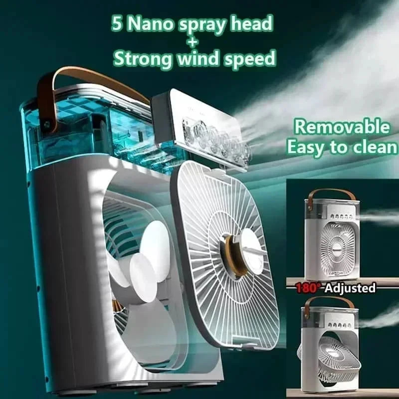 Neu 3-in-1 Ventilator Klimaanlage Haushalts-Mini-Luftkühler LED-Nachtlicht Tragbarer Luftbefeuchter Büro Zuhause