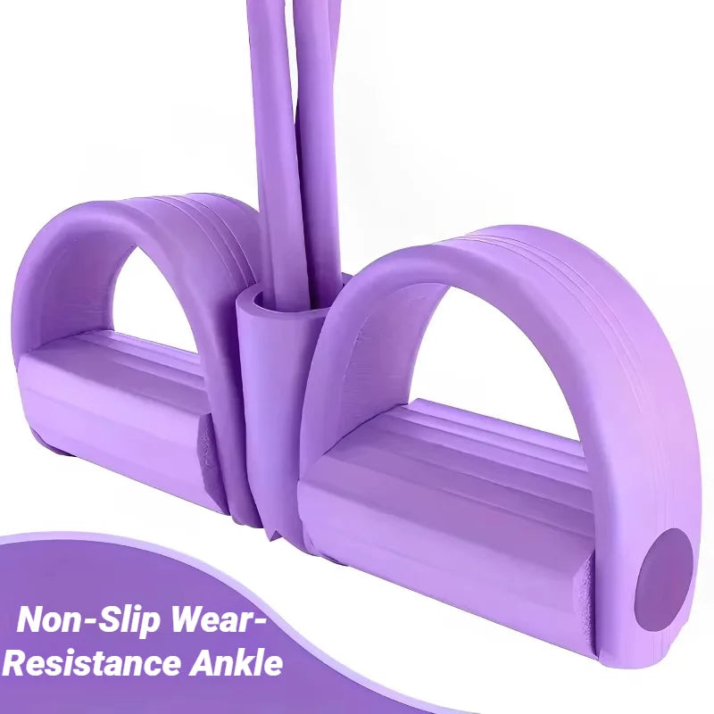 4-Rohr Pedal-Zugseil – Multifunktionales Heimfitness-Gerät, Yoga, Bauchtraining & elastisches Widerstandsband