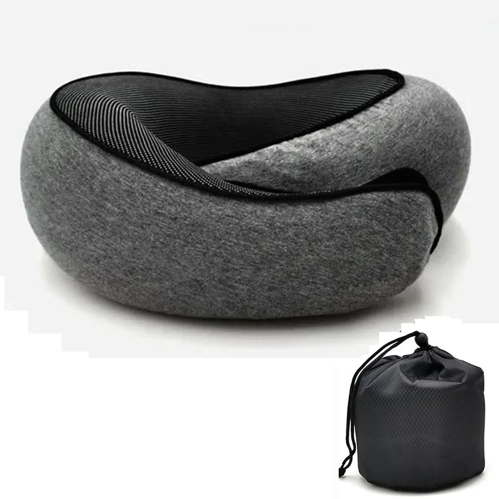 Reise-Nackenkissen Memory Foam U-Form – Schneckendesign, weich, tragbar & verstellbar