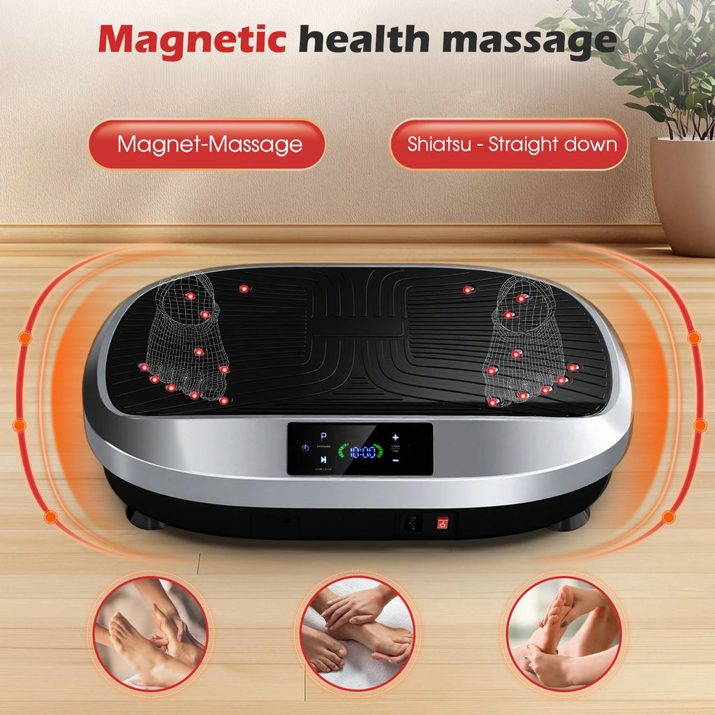 Ganzkörper-Vibrationsplatte mit 6 Trainingsprogrammen, 120-stufiger elektromagnetischer Massage & leisem Motor