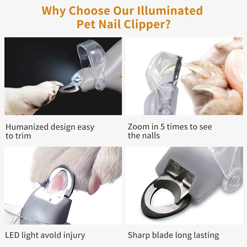 Professionelle Haustierkrallen-Schere mit LED-Licht – Nagelschneider für Hunde & Katzen