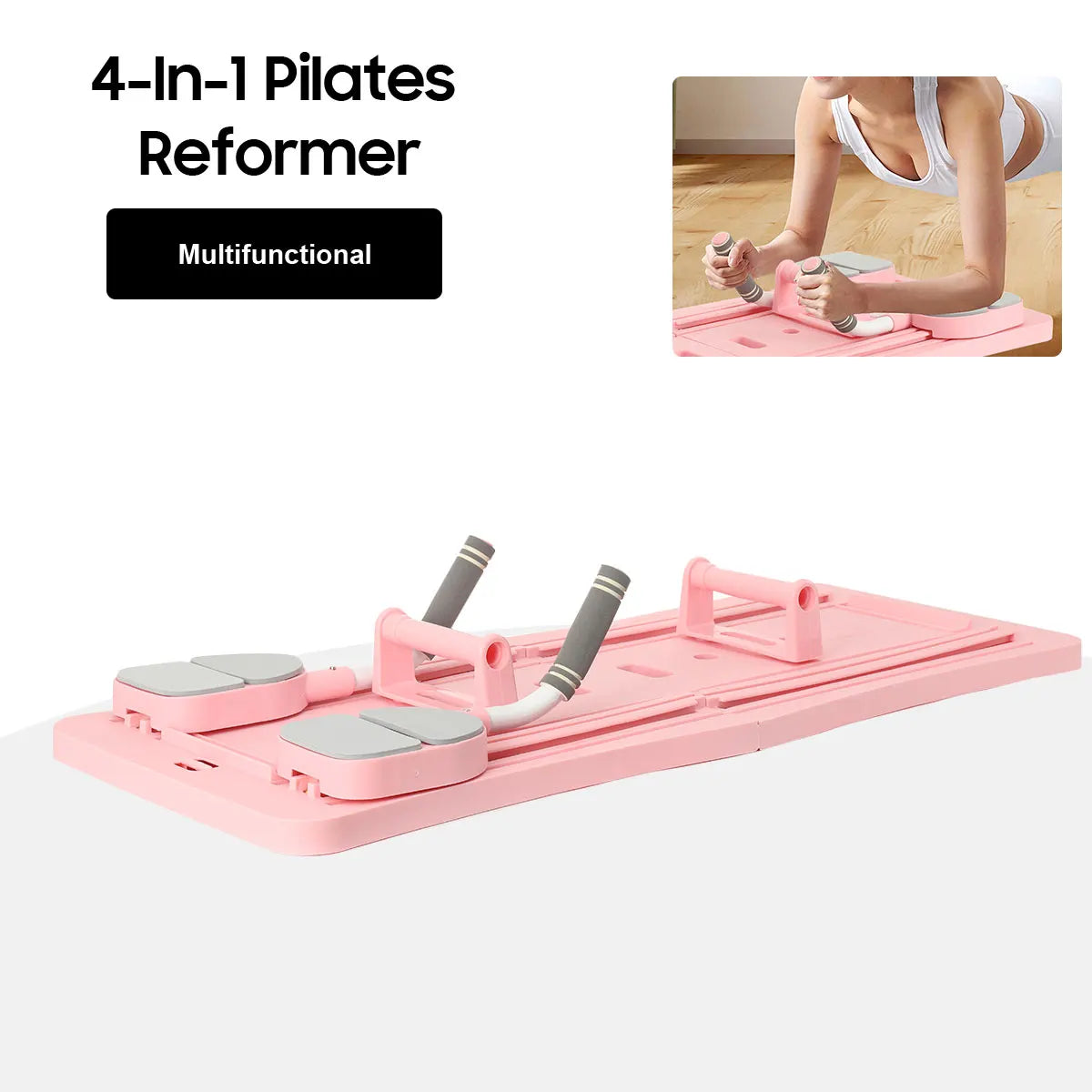 4-in-1 Pilates Reformer Fitness-Board – Verstellbares Push-Up-Board für Brust & Bauch, Heimtraining