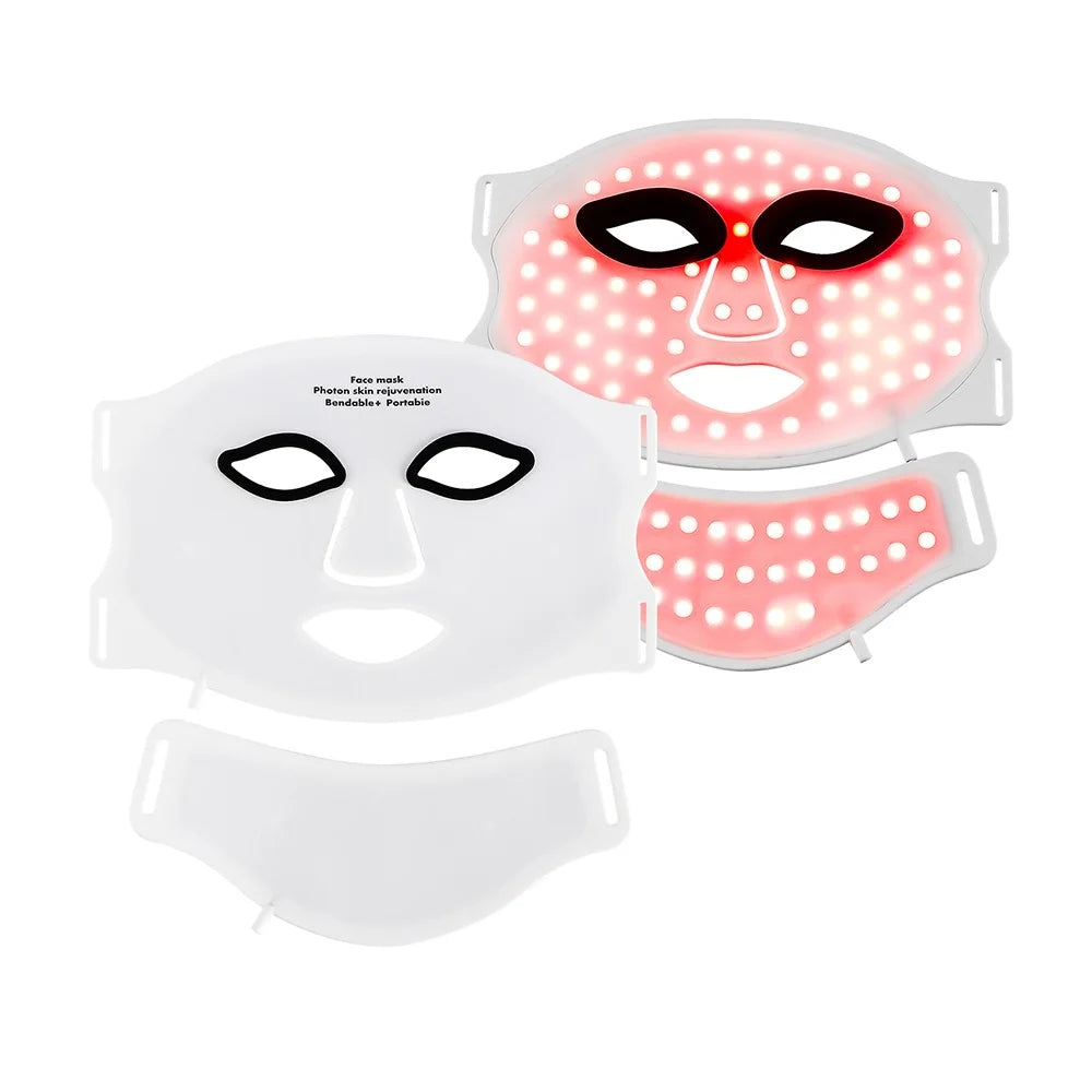 Silikon-LED-Maske mit Hals – 7 Farben Photon-Rotlichttherapie, kabellos