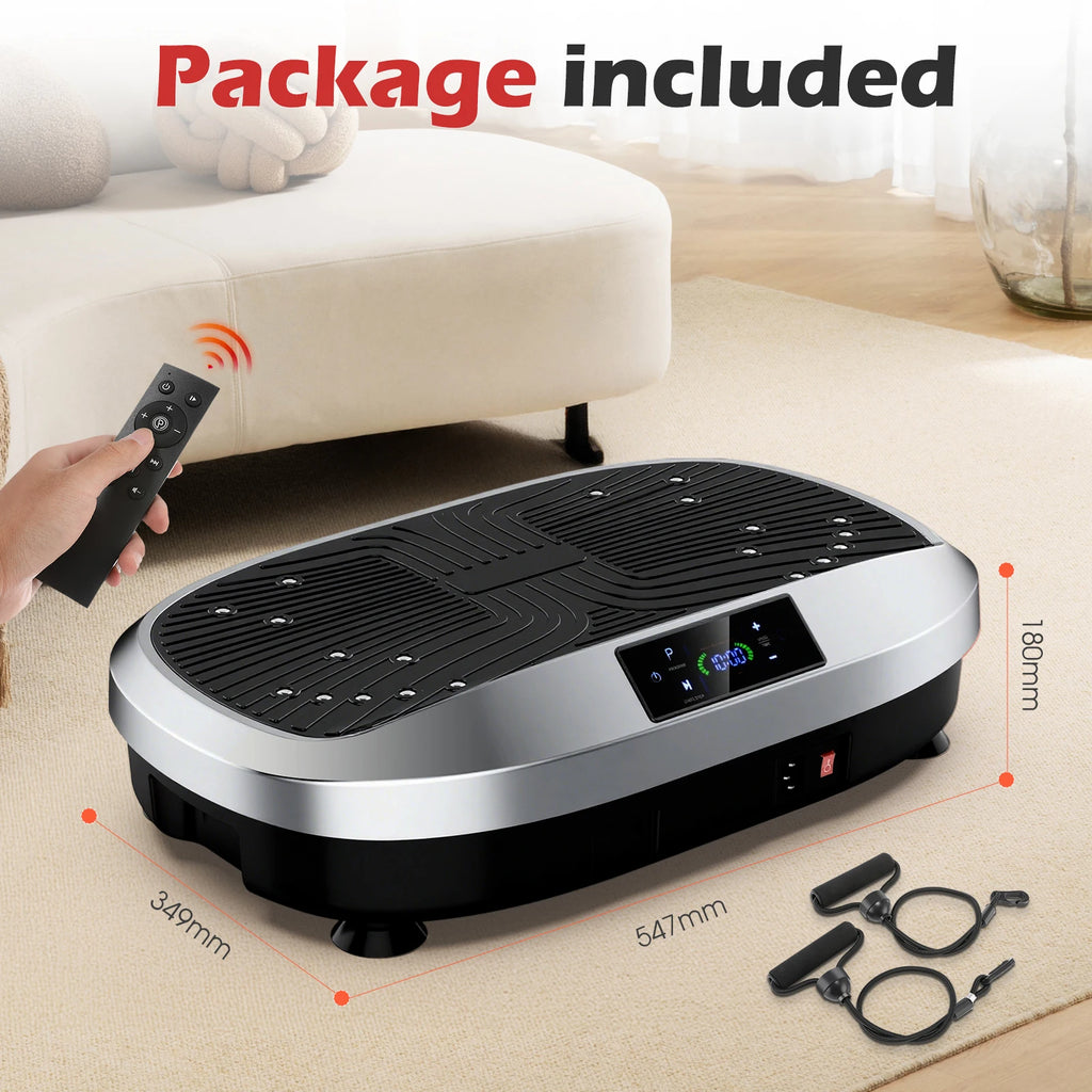 Ganzkörper-Vibrationsplatte mit 6 Trainingsprogrammen, 120-stufiger elektromagnetischer Massage & leisem Motor