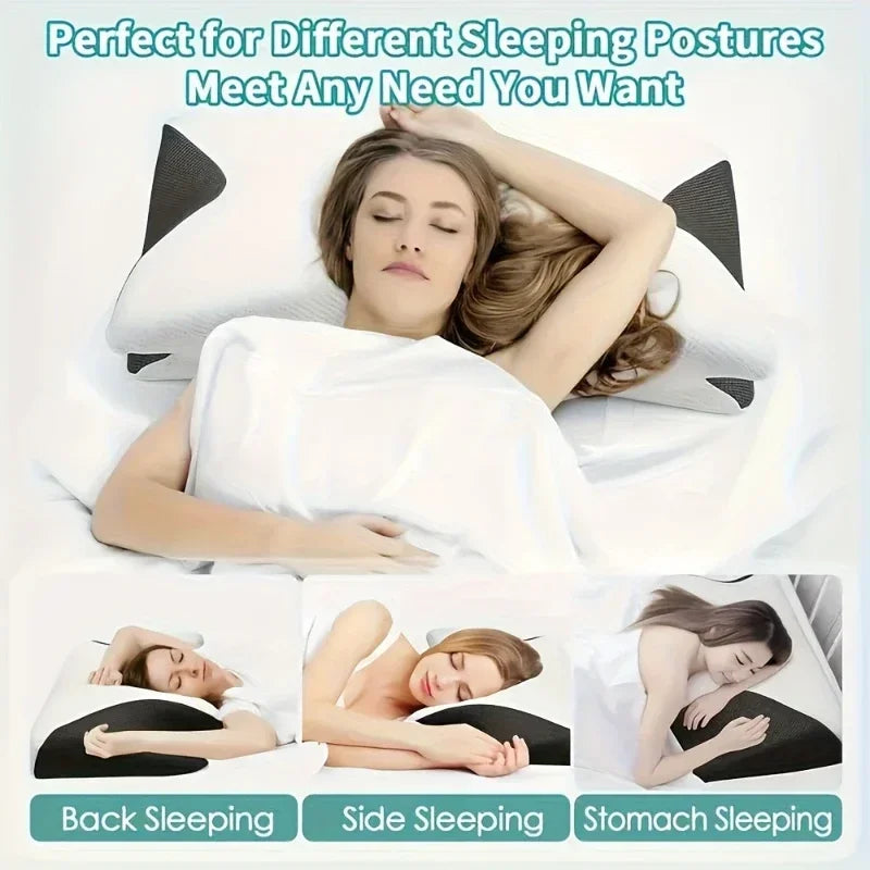 2-in-1 Ergonomisches Kontur-Nackenkissen – Neues Horn-Design für Seiten-, Rücken- & Bauchschläfer, Schulterentspannung & weich-feste Unterstützung