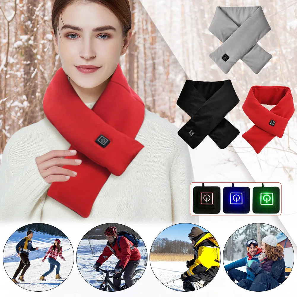 USB-Heizschal für Damen & Herren – 3 Wärmestufen, Fleece, waschbar, elektrischer Nackenwärmer