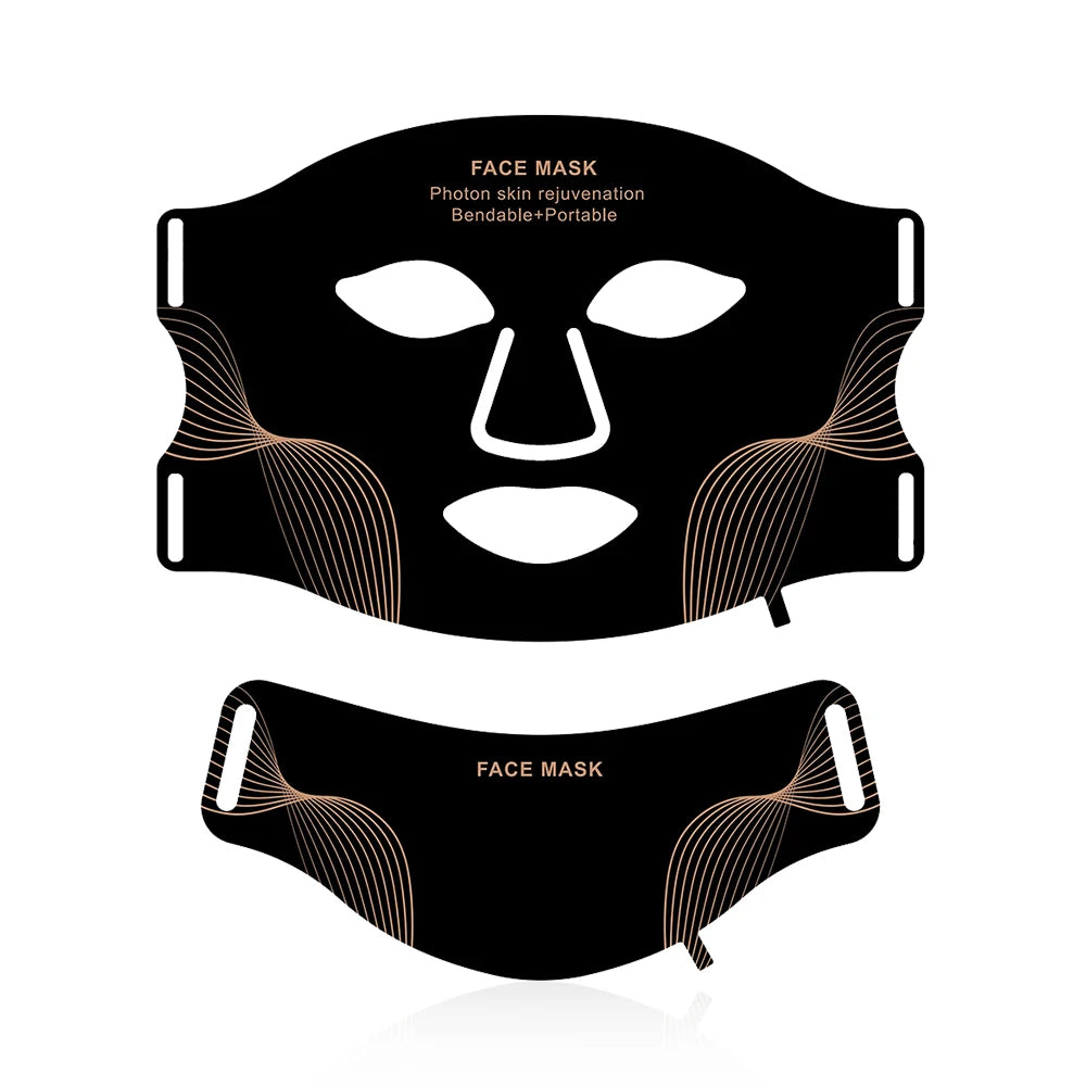 Silikon-LED-Maske mit Hals – 7 Farben Photon-Rotlichttherapie, kabellos