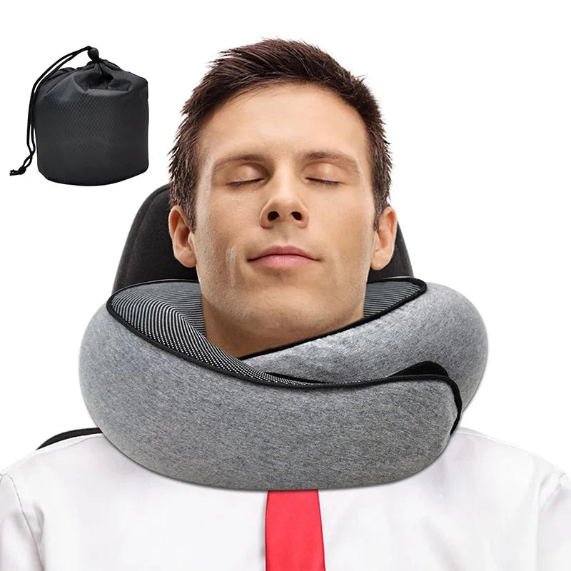 Reise-Nackenkissen Memory Foam U-Form – Schneckendesign, weich, tragbar & verstellbar