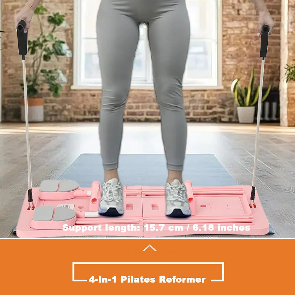 4-in-1 Pilates Reformer Fitness-Board – Verstellbares Push-Up-Board für Brust & Bauch, Heimtraining