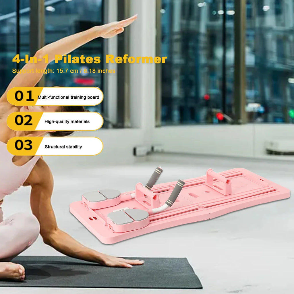 4-in-1 Pilates Reformer Fitness-Board – Verstellbares Push-Up-Board für Brust & Bauch, Heimtraining