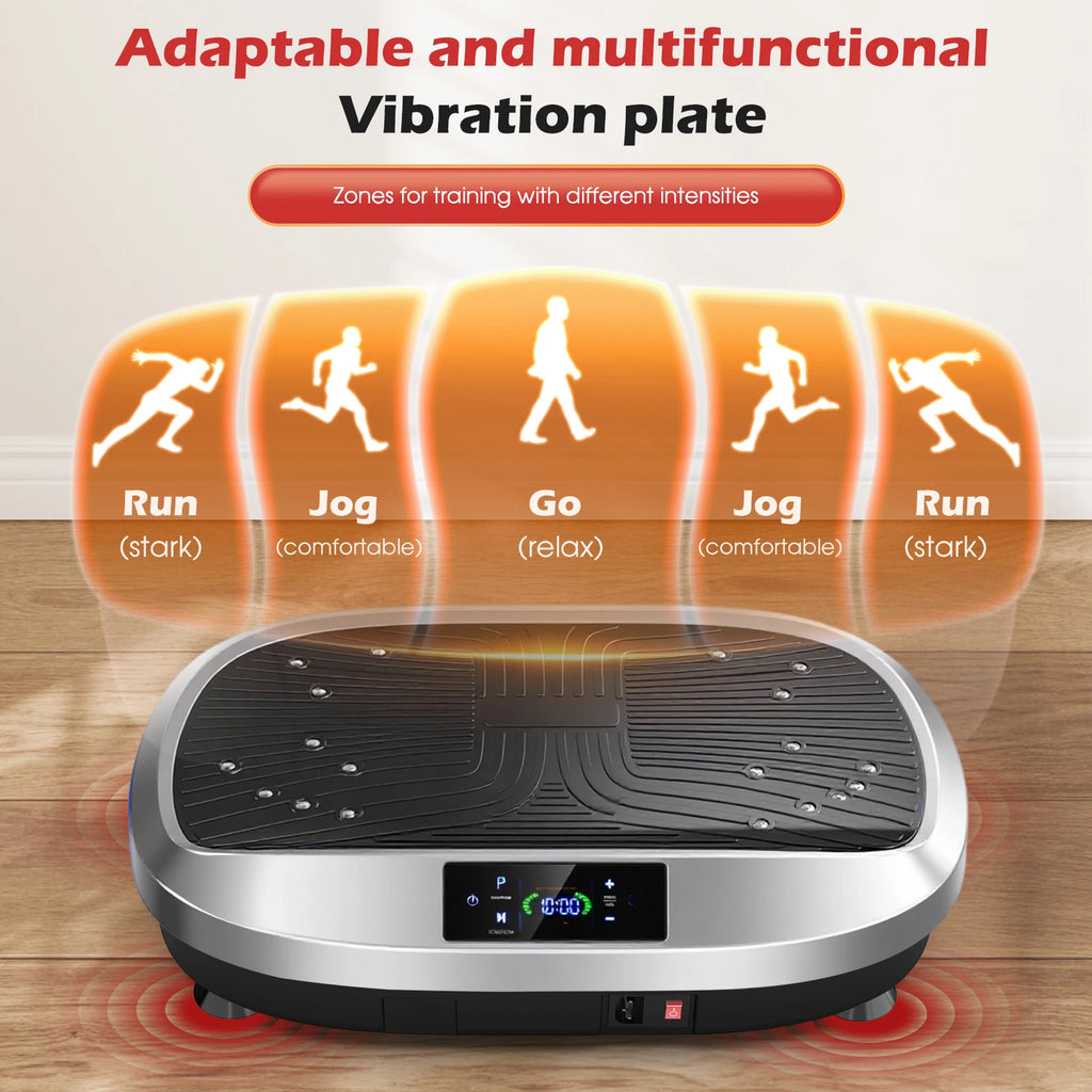 Ganzkörper-Vibrationsplatte mit 6 Trainingsprogrammen, 120-stufiger elektromagnetischer Massage & leisem Motor