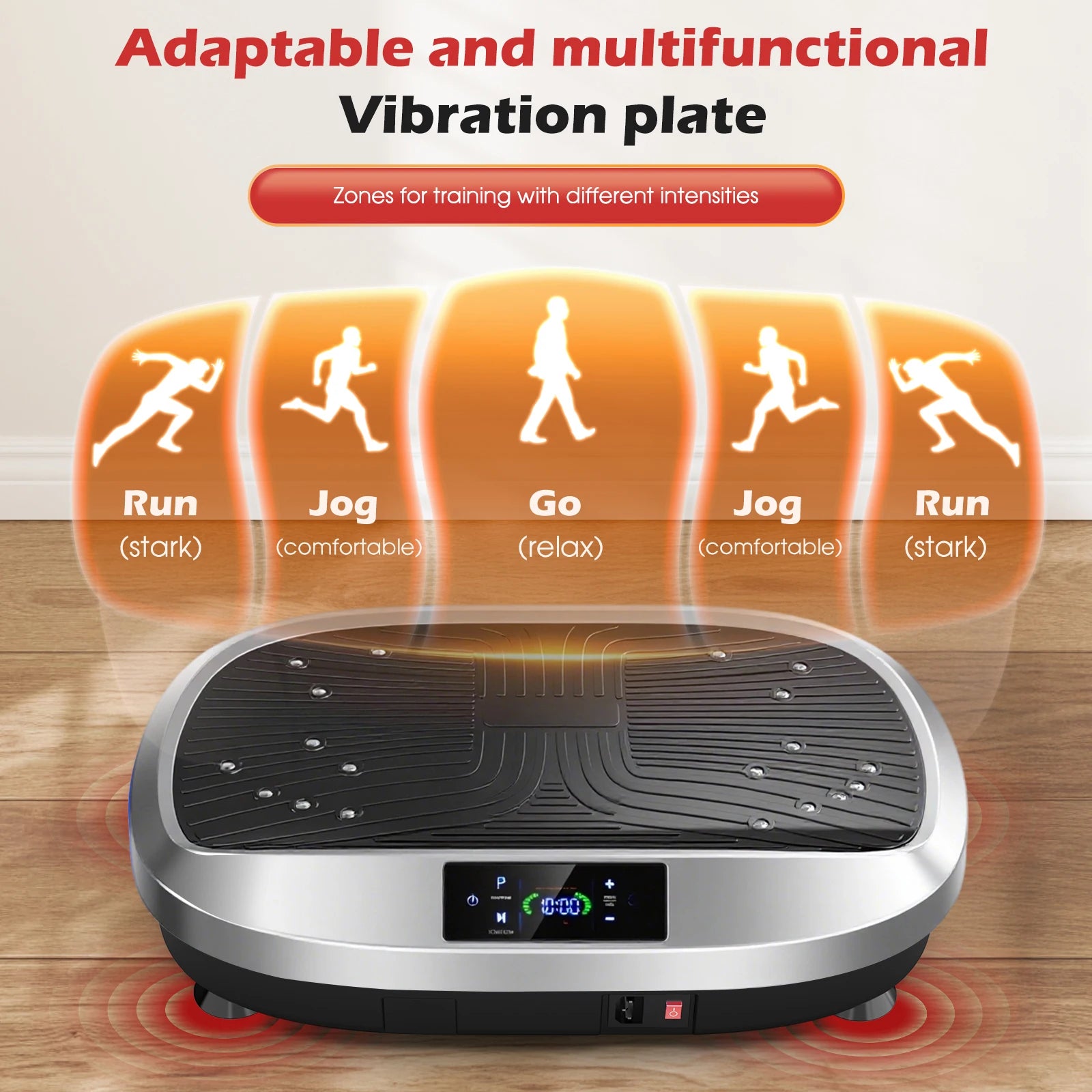 Ganzkörper-Vibrationsplatte mit 6 Trainingsprogrammen, 120-stufiger elektromagnetischer Massage & leisem Motor