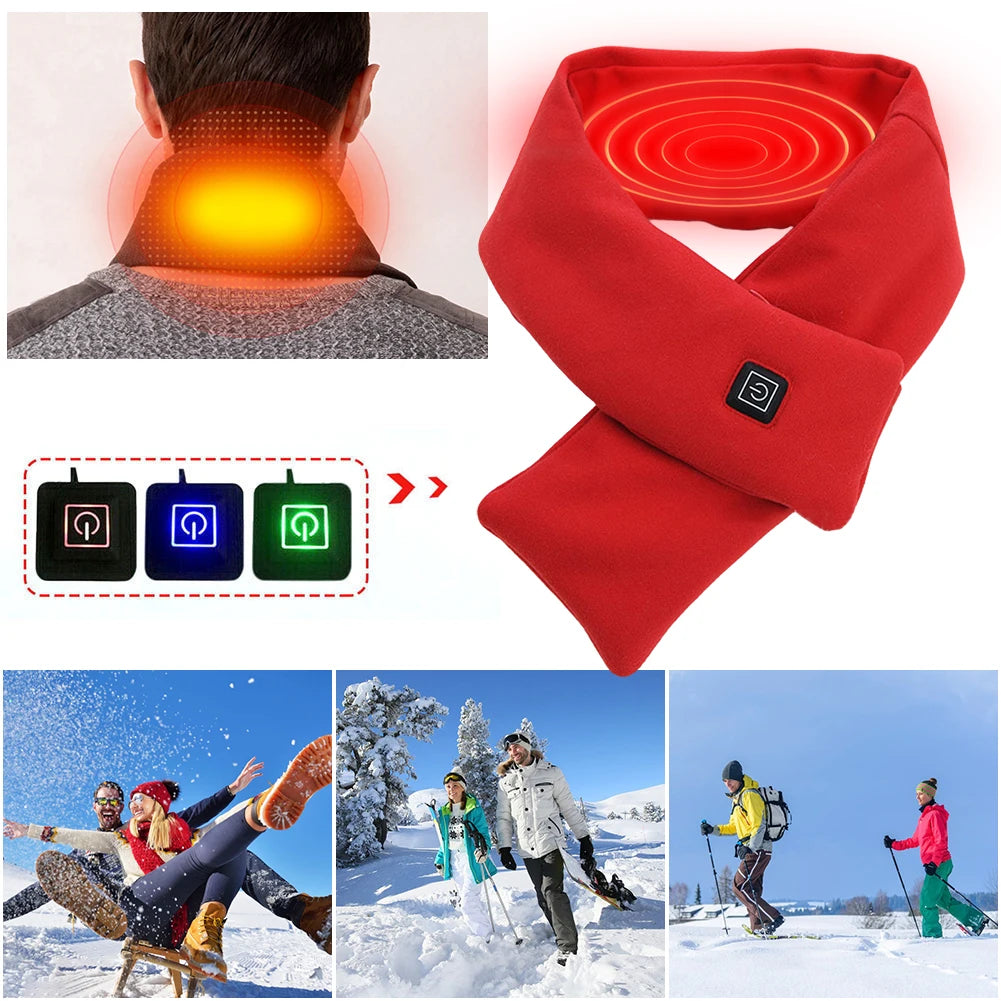 USB-Heizschal für Damen & Herren – 3 Wärmestufen, Fleece, waschbar, elektrischer Nackenwärmer
