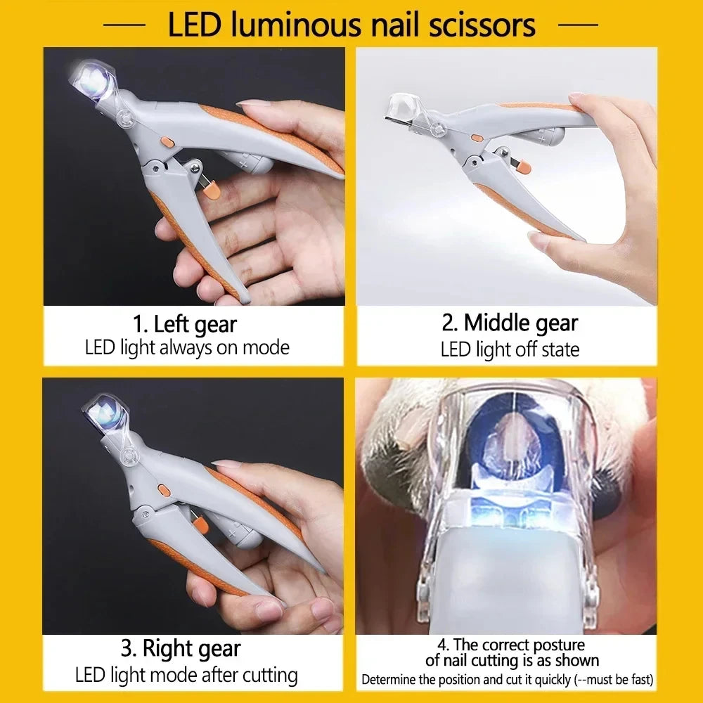 Professionelle Haustierkrallen-Schere mit LED-Licht – Nagelschneider für Hunde & Katzen