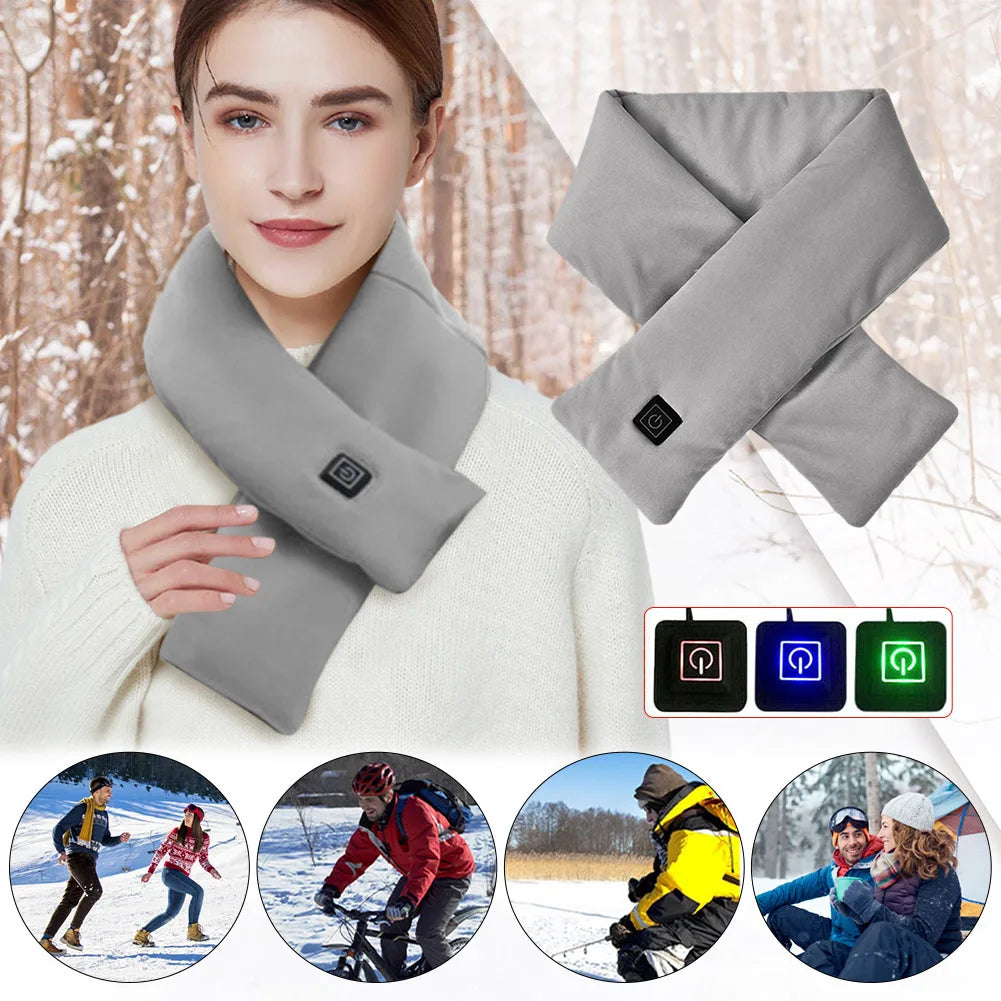 USB-Heizschal für Damen & Herren – 3 Wärmestufen, Fleece, waschbar, elektrischer Nackenwärmer