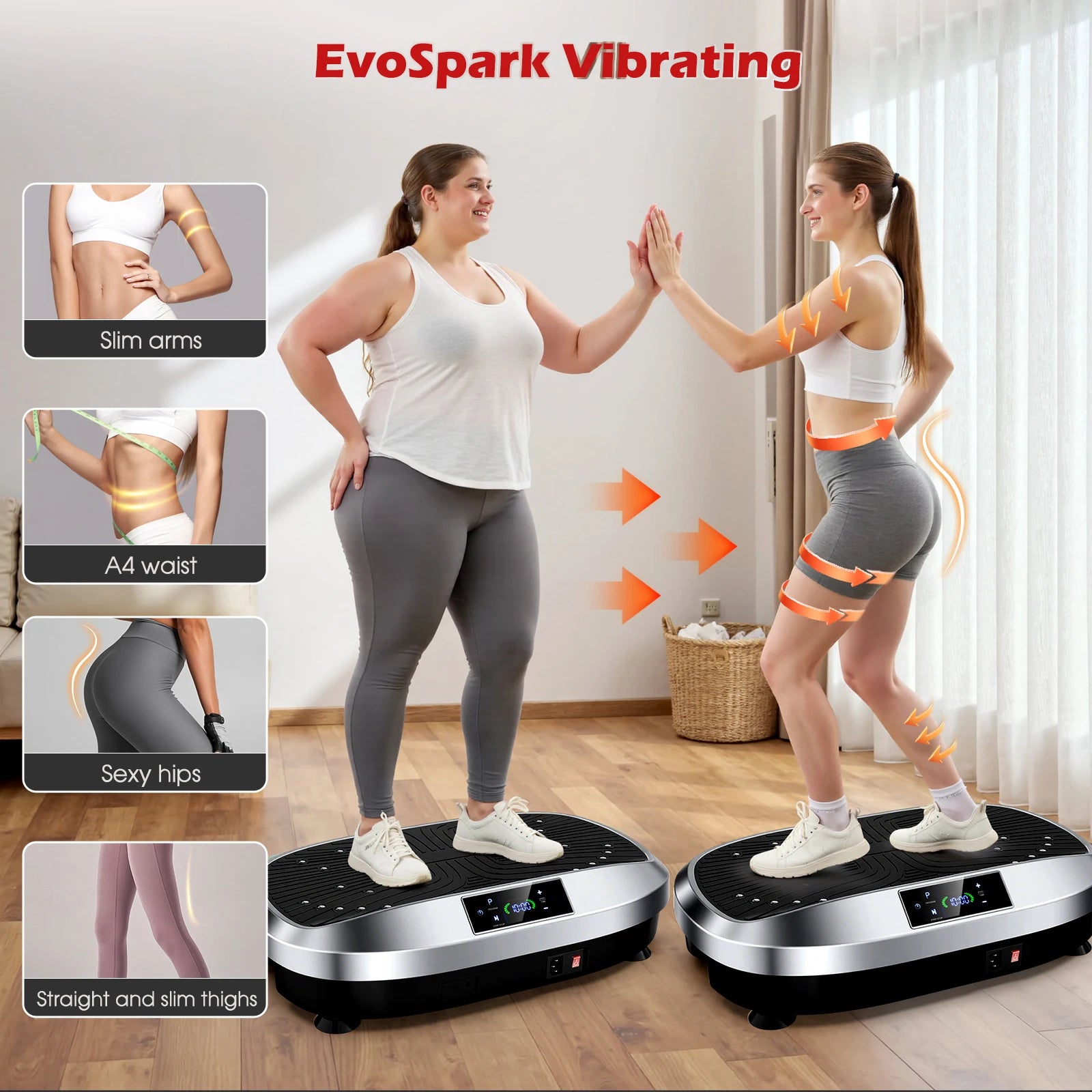 Ganzkörper-Vibrationsplatte mit 6 Trainingsprogrammen, 120-stufiger elektromagnetischer Massage & leisem Motor