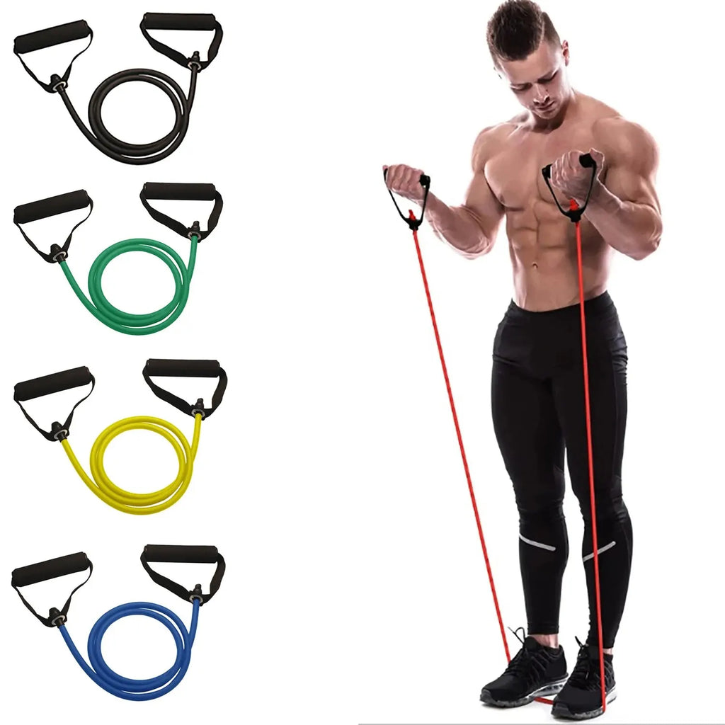 Widerstandsbänder mit Griffen – Fitness-Trainingsgummibänder für Damen & Herren, Krafttraining zuhause