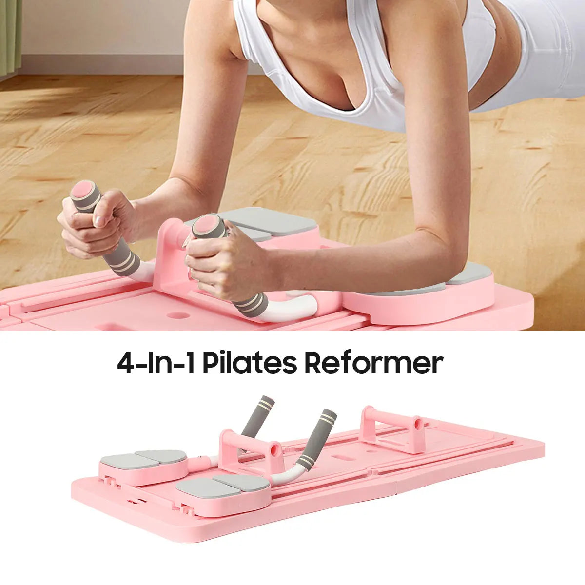 4-in-1 Pilates Reformer Fitness-Board – Verstellbares Push-Up-Board für Brust & Bauch, Heimtraining