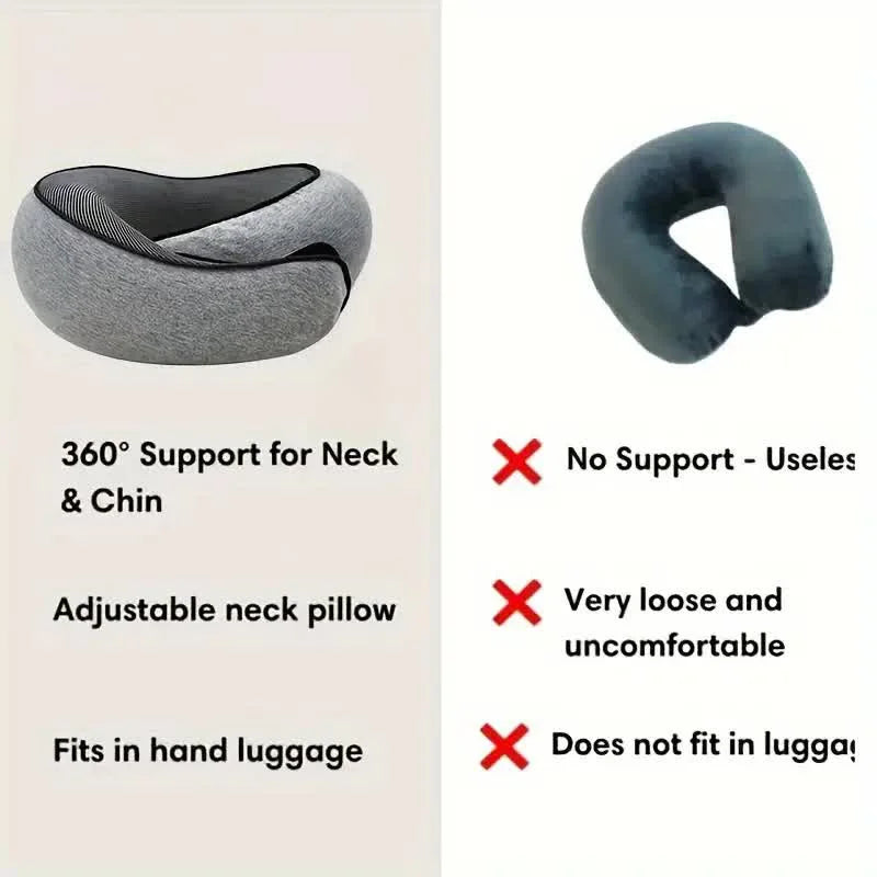 Reise-Nackenkissen Memory Foam U-Form – Schneckendesign, weich, tragbar & verstellbar