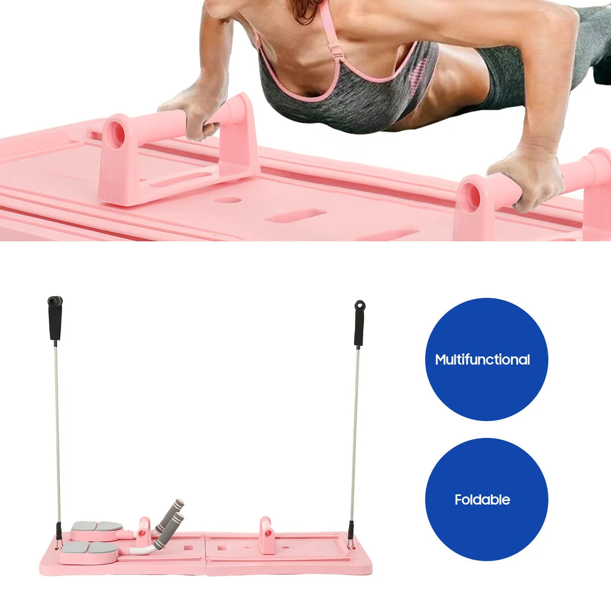4-in-1 Pilates Reformer Fitness-Board – Verstellbares Push-Up-Board für Brust & Bauch, Heimtraining