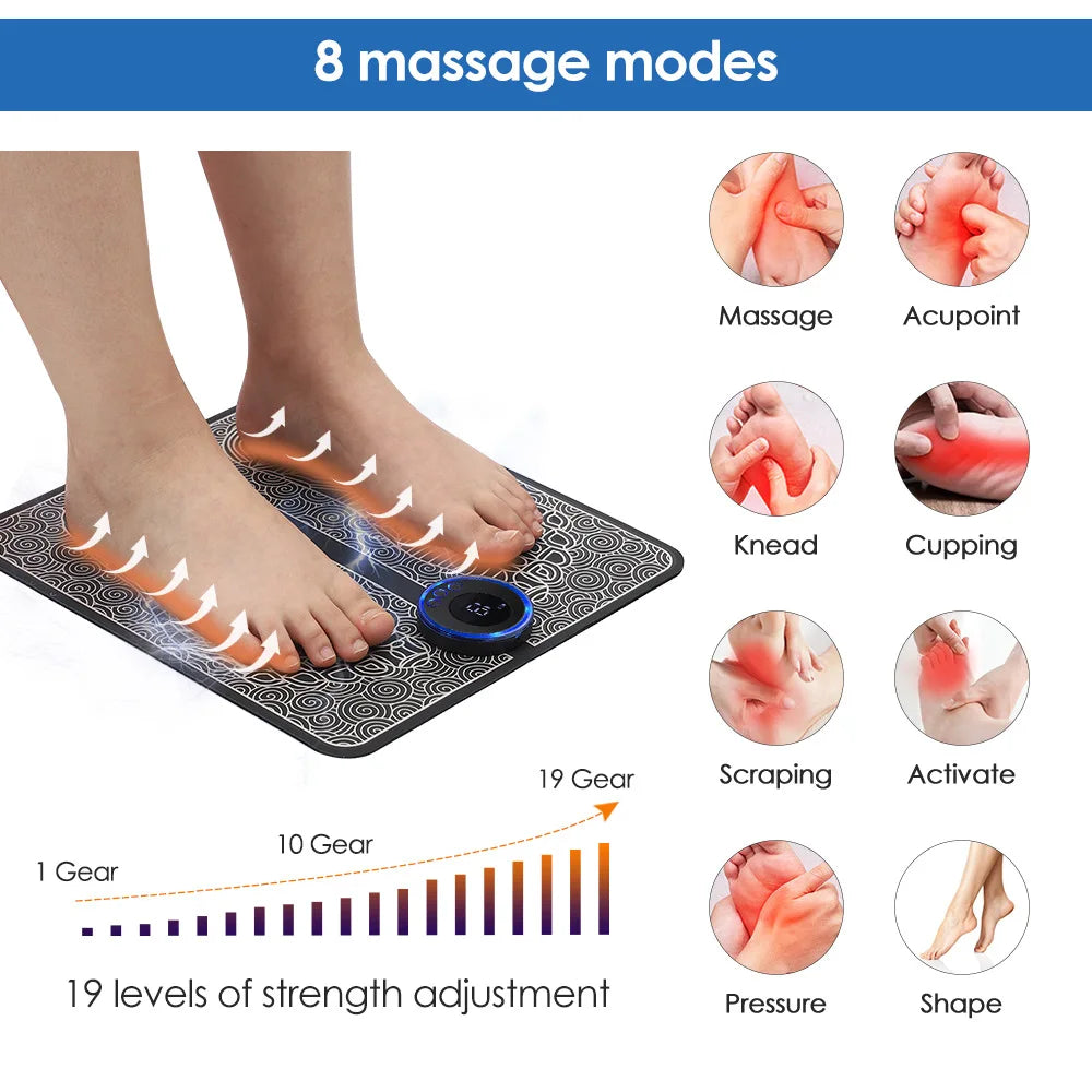 EMS Fußmassage-Pad – Schmerzlinderung, Akupunktur-Massage, elektrische Muskelstimulation & verbesserte Durchblutung