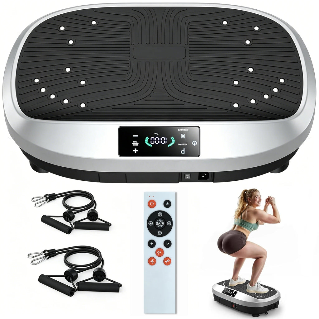 Ganzkörper-Vibrationsplatte mit 6 Trainingsprogrammen, 120-stufiger elektromagnetischer Massage & leisem Motor