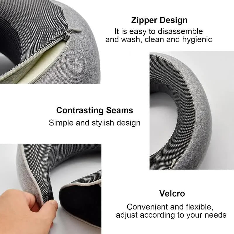 Reise-Nackenkissen Memory Foam U-Form – Schneckendesign, weich, tragbar & verstellbar